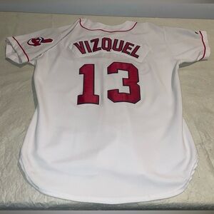 Authentic Omar Vizquel Russell Cleveland Indians Jersey Men 48 White Diamond MLB